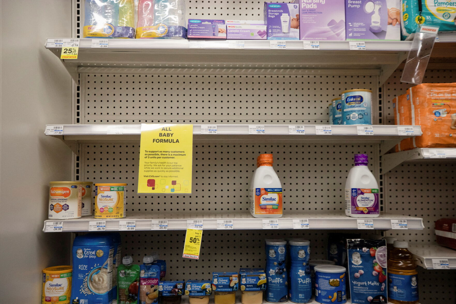 Empty shelves show a shortage of baby formula in San Antonio